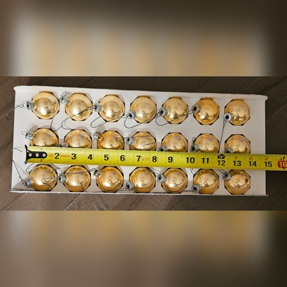 Vintage Gold Glass Christmas Ball Ornaments 21 In Original Box - Picture 3 of 3